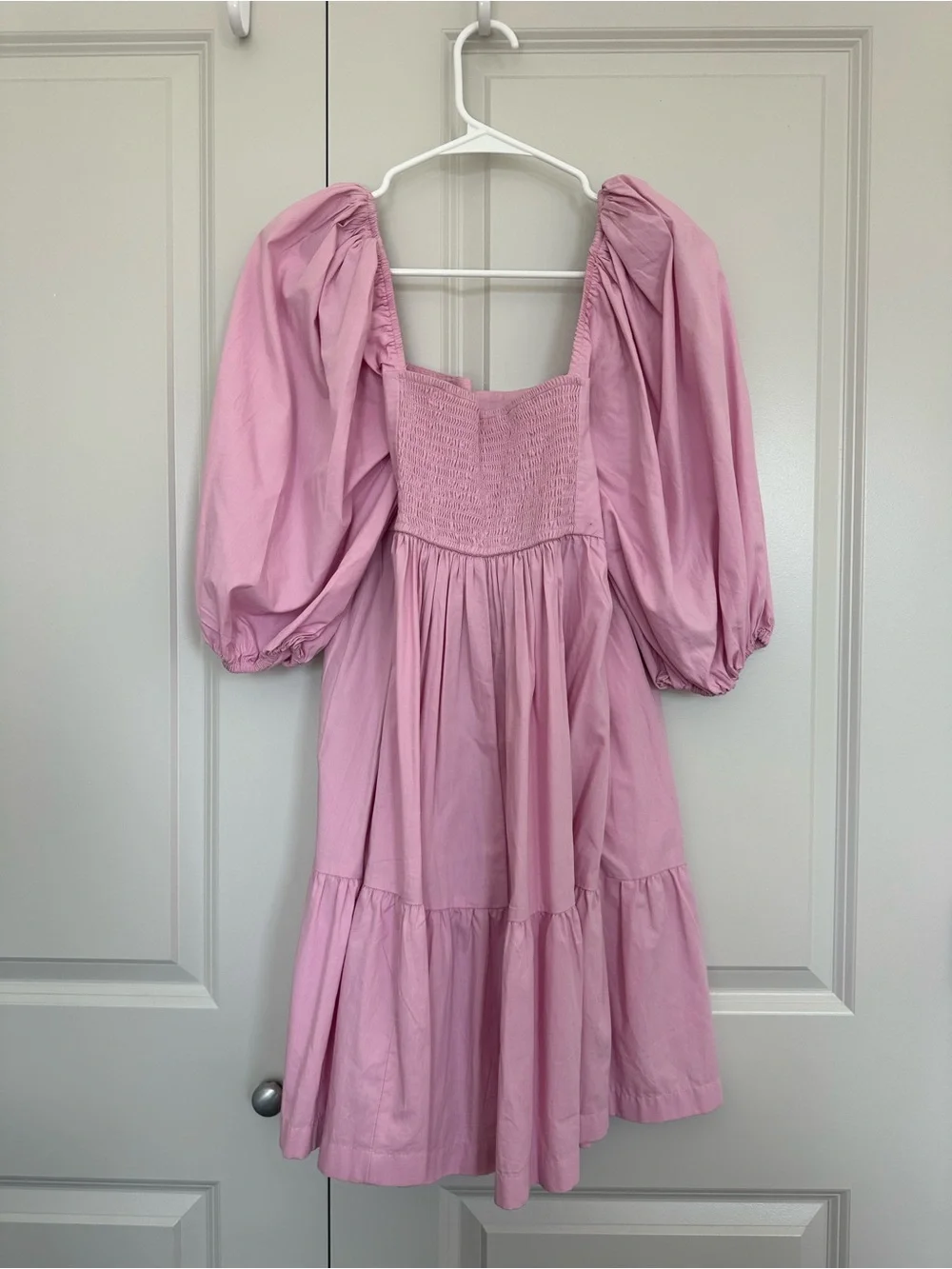 Abercrombie & Fitch Pink Puff-Sleeve Tiered Mini Dress - Picture 2 of 3